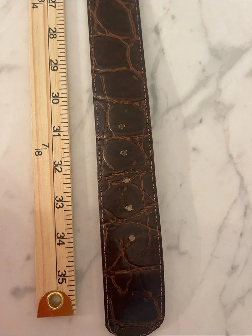 Women's Brown Croc-Embossed Leather Belt